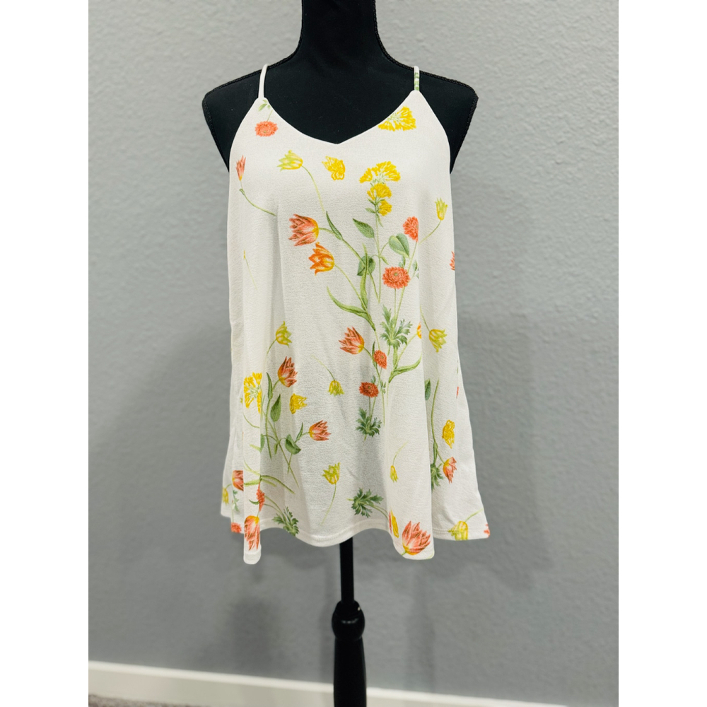 White Birch Floral Spaghetti Strap Tank Top | NWOT | Sz X-Large - Picture 2 of 9